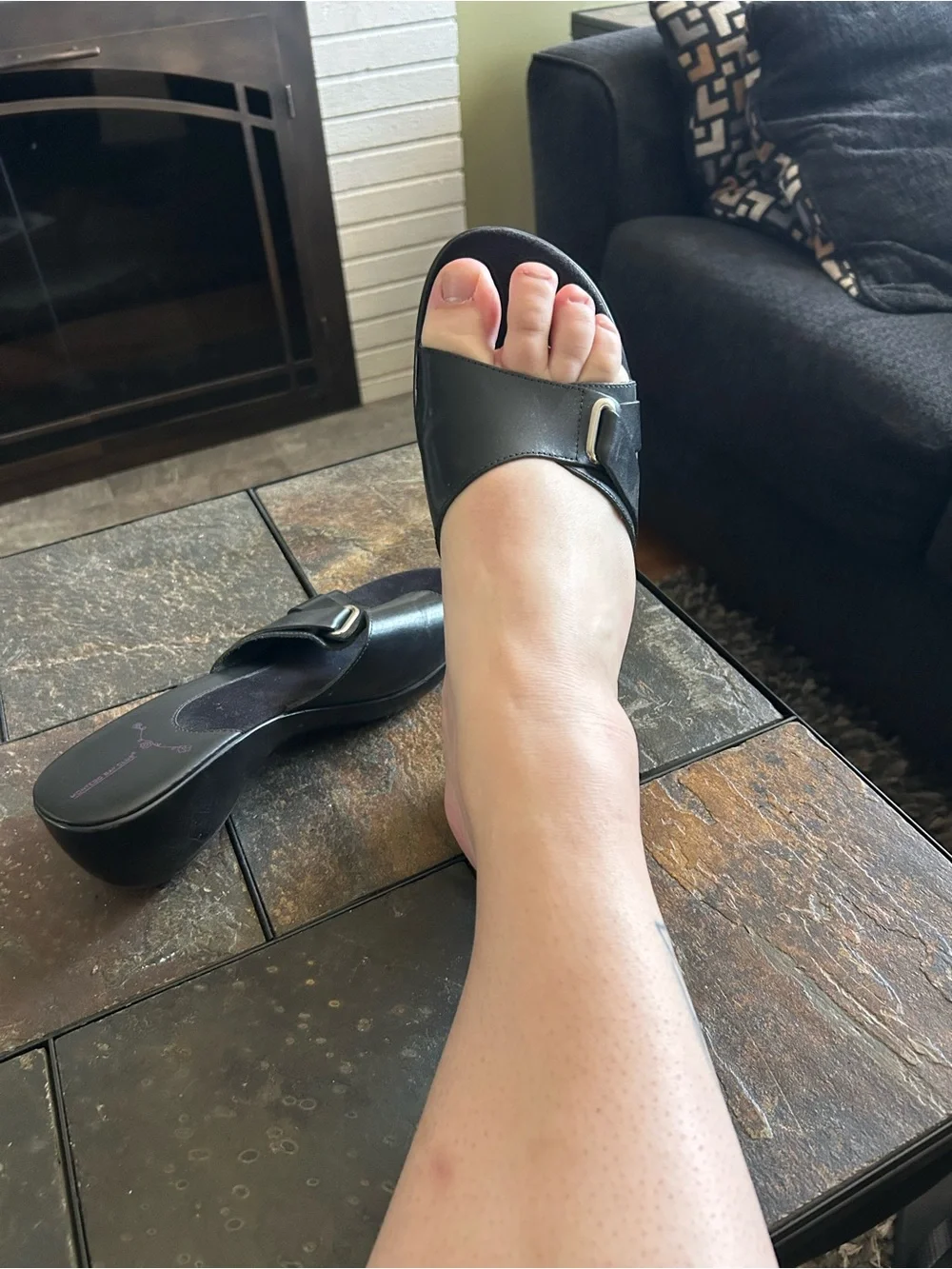 Montego Bay Club Black Slip-On Buckle Mules